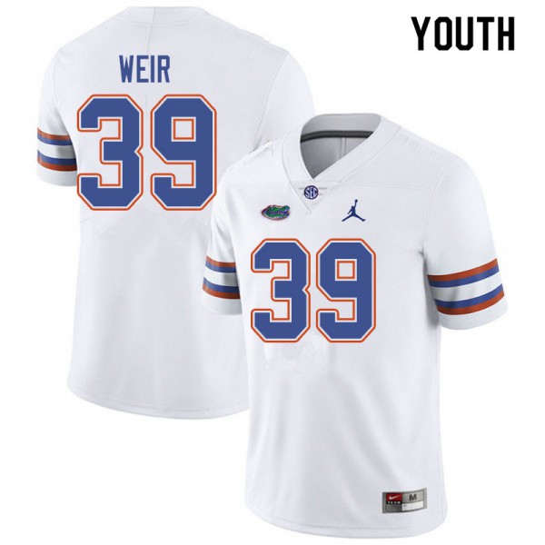 Jordan Brand Youth #39 Michael Weir Florida Gators College Football Jersey White